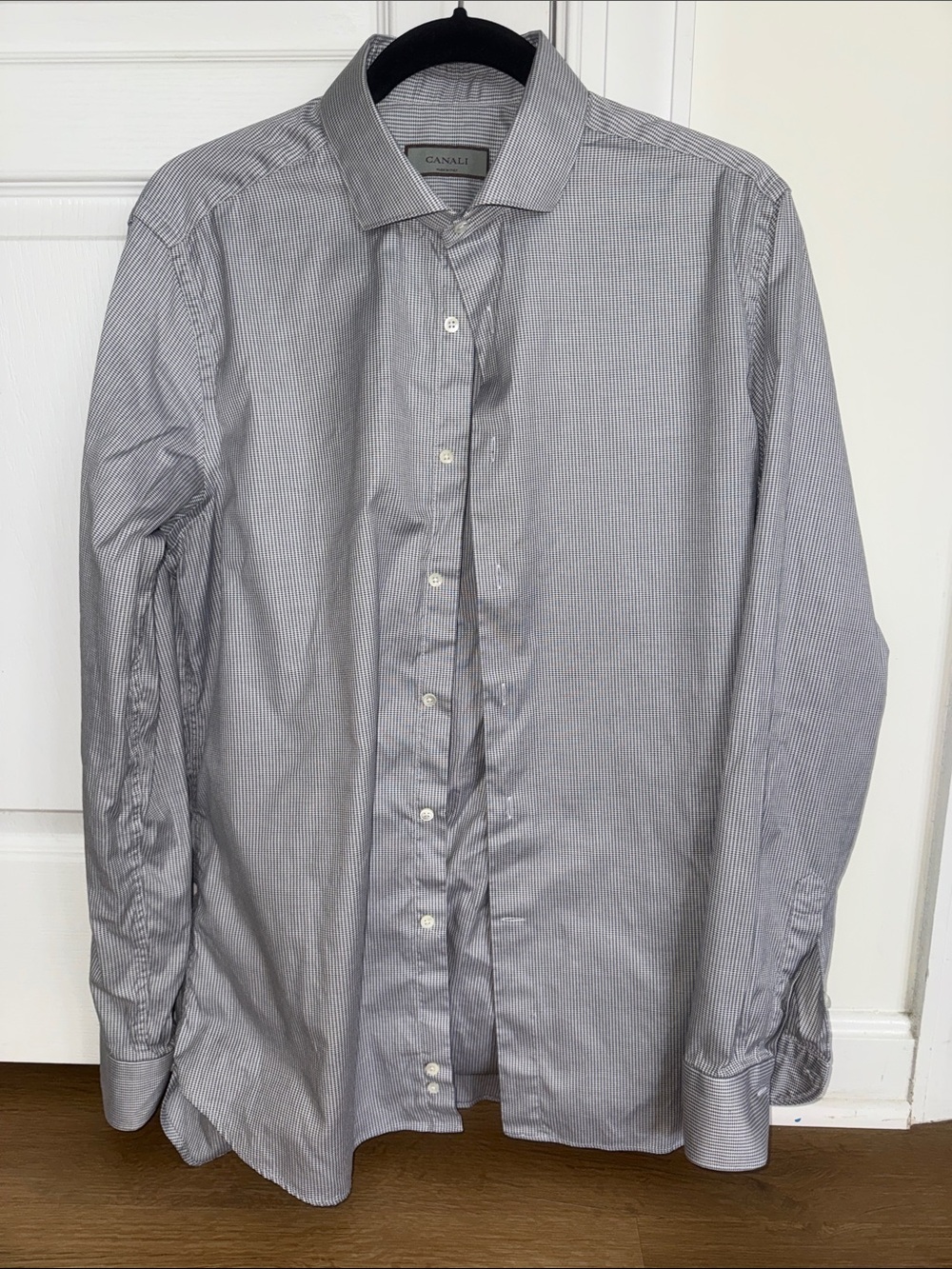 Canali Men's Light Gray Pinstripe Dress Shirt
